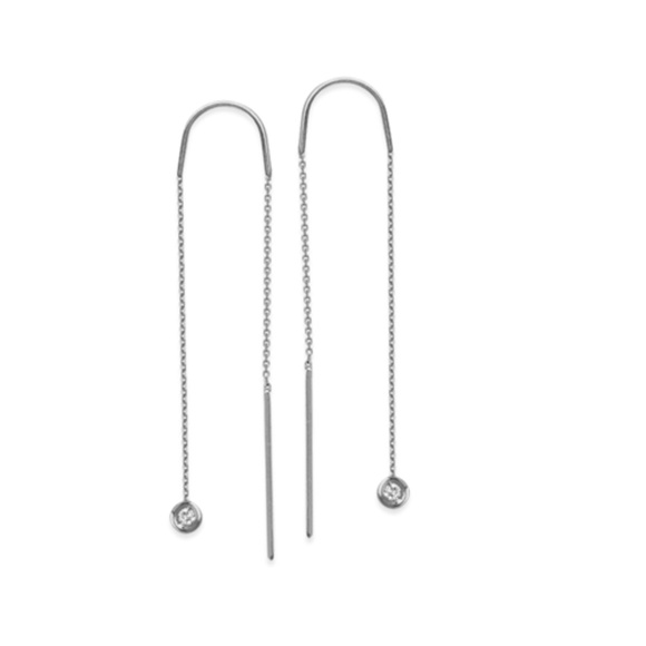 14K White/Yellow Gold Diamond Threader Earring - Picture 2 of 3